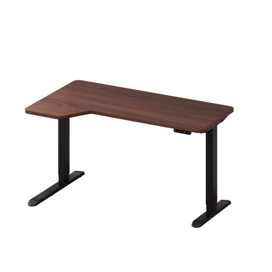 Oikiture L-shape Electric Standing Desk Single Motor 145CM Black&Walnut