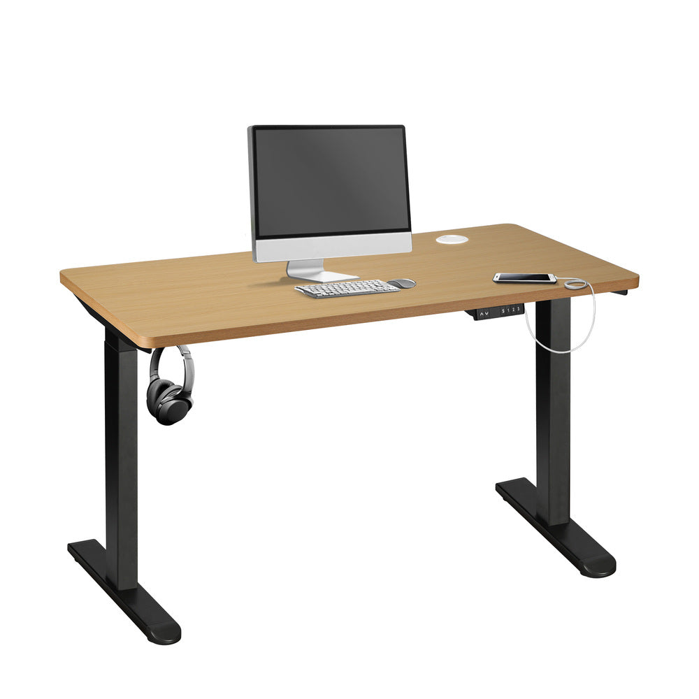 Oikiture Standing Desk Dual Motor Adjustable 120cm Black&OAK