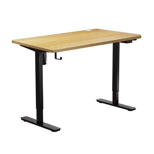Oikiture Electric Standing Desk Single Motor Black&Oak 140cm