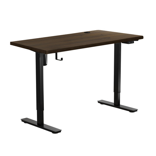 Oikiture Electric Standing Desk Single Motor Black&Walnut 140cm