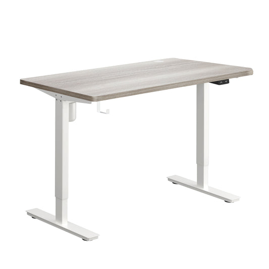 Oikiture 140CM Electric Standing Desk Adjustable White&Grey-Oak