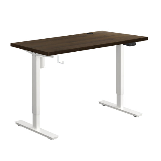 Oikiture Electric Standing Desk Single Motor White&Walnut 140cm