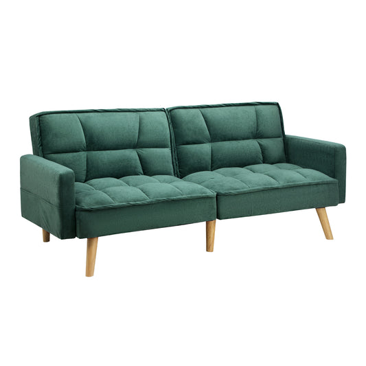Oikiture Sofa Bed Velvet 3-Seater Green