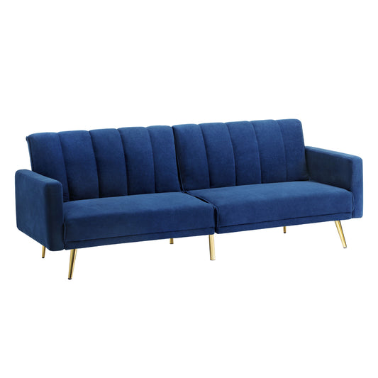 Oikiture 3 Seater Sofa Bed Velvet Blue