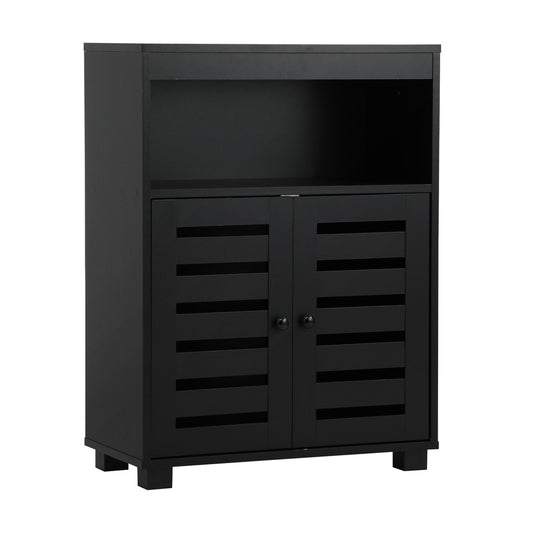 Oikiture Shoes Storage Cabinet 2 Doors Black Set of 2