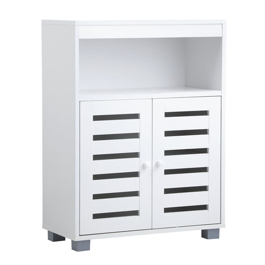 Oikiture Shoes Storage Cabinet Organiser Shelf 2 Doors White