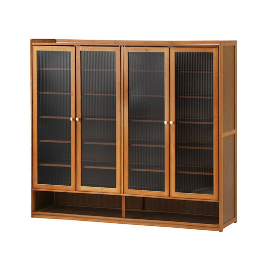 Oikiture Shoe Storage Cabinet 4 Doors 7 Shelves Brown