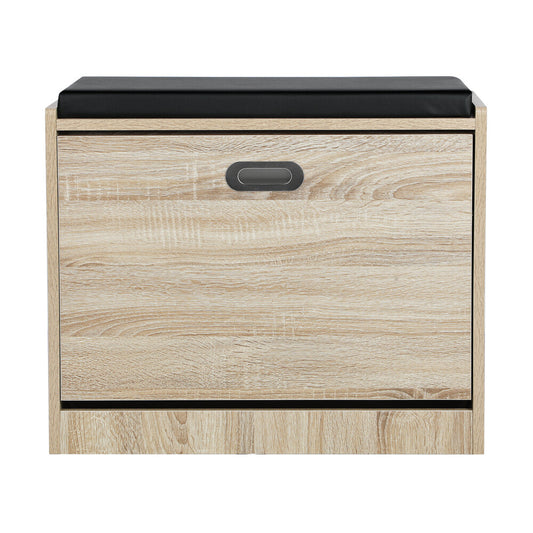 Oikiture Shoe Storage Bench with PU Seat 0.6M Wooden