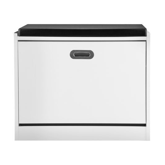 Oikiture Shoe Storage Bench with PU Seat 0.6M White