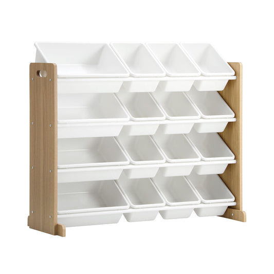 Oikiture 16 Bins 4-Tier Kids Toy Organiser Storage Rack