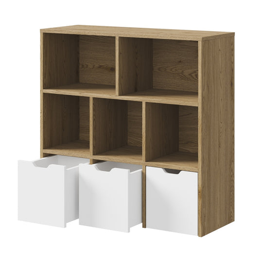 Oikiture Kids Storage Organiser Cabinet With Removable Box Natural
