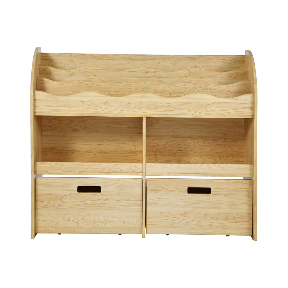 Oikiture Kids Bookshelf Toy Storage Box Organiser Display Shelf Natural
