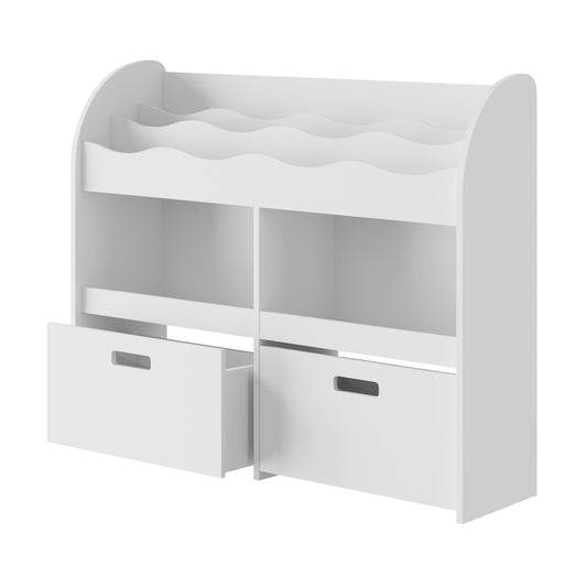 Oikiture Kids Bookshelf Toy Storage Box Organiser Display Shelf White