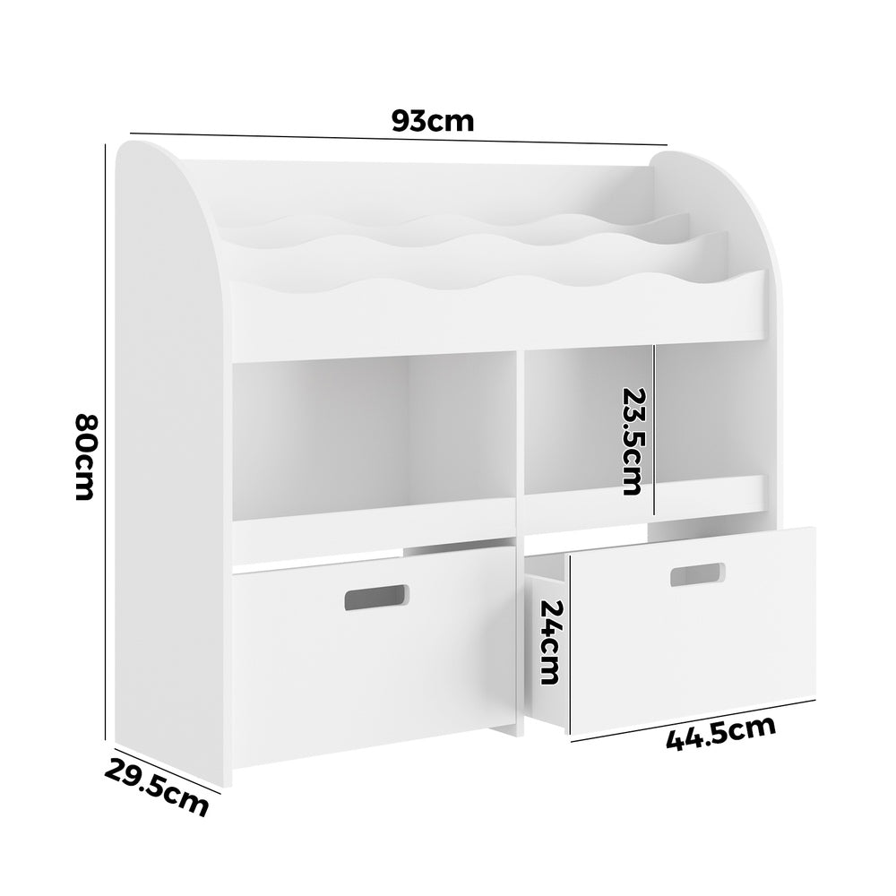Oikiture Kids Bookshelf Toy Storage Box Organiser Display Shelf White