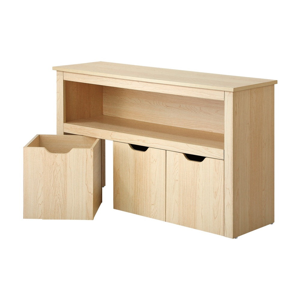Oikiture Kids Toy Storage Cabinet With Storage Box Natural