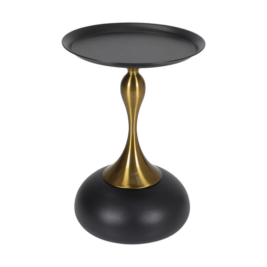 Oikiture Coffee Side Table Round Metal Black