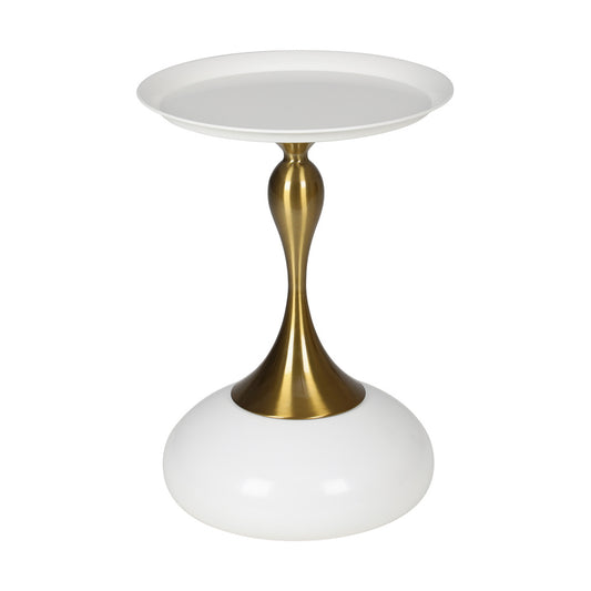 Oikiture Coffee Side Table Round Metal White