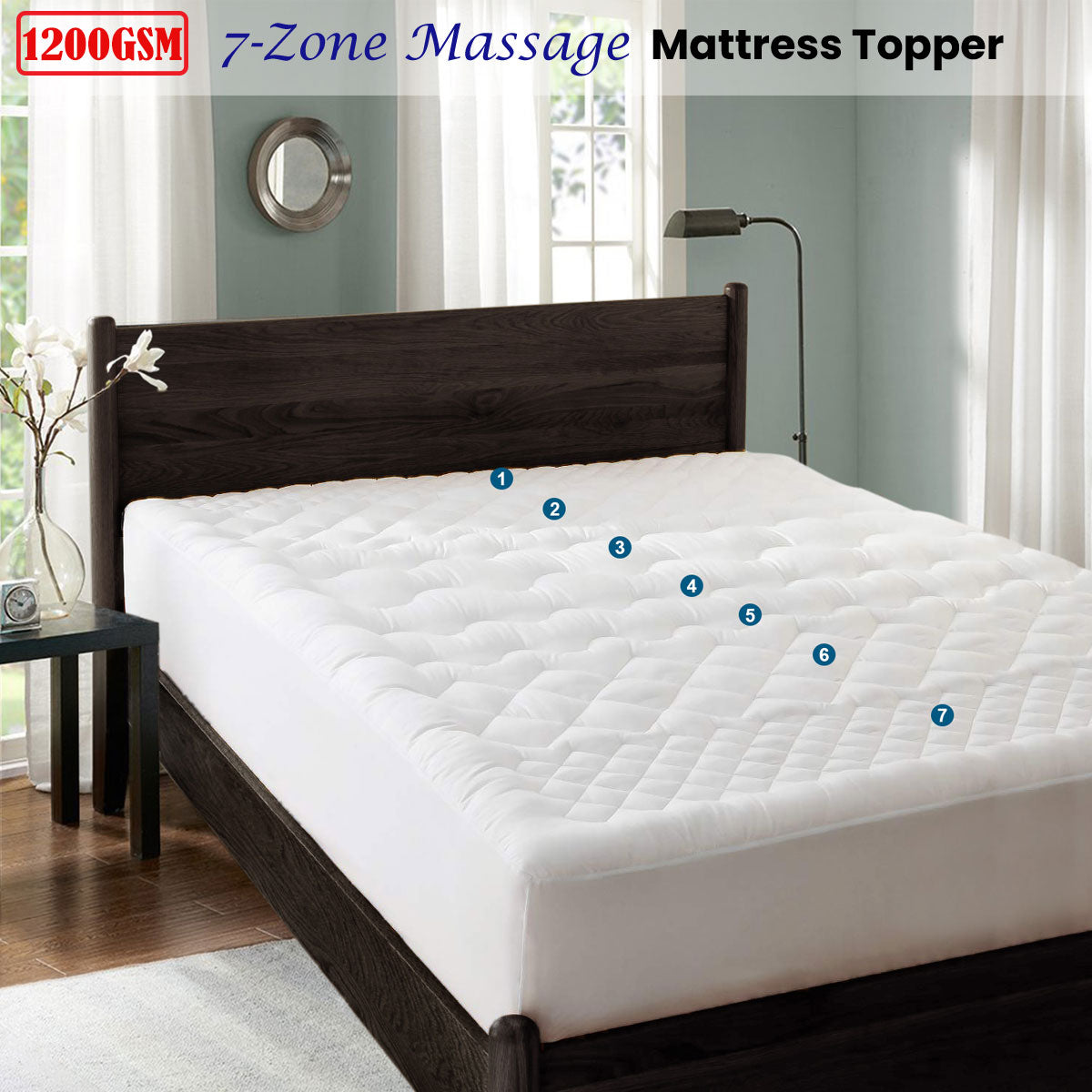 Ramesses 1200GSM 7-Zone Massage Mattress Topper