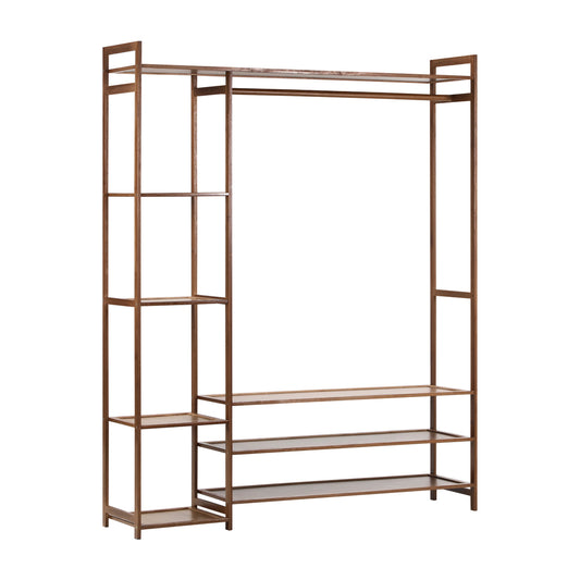 Oikiture Open Wardrobe with 8 Display Shelves