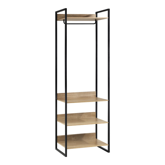 Oikiture Clothes Rack Open Wardrobe 4 shelves Hanging Rail Metal