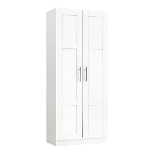 Oikiture Wardrobe Large 2 Doors 4 Shelves White