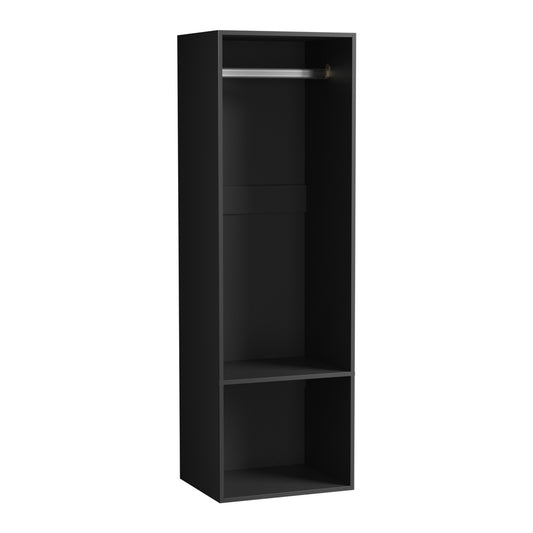 Oikiture Open Wardrobe Shelf Unit 2 Shelves Hanging Rail Black