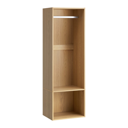 Oikiture Open Wardrobe 2 Shelves Hanging Rail Natural