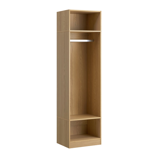 Oikiture Open Wardrobe 3 Drawers Hanging Rail Natural