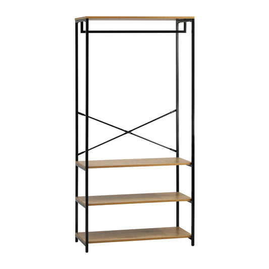 Oikiture Open Wardrobe with Hanging Rail Metal 4 shelves