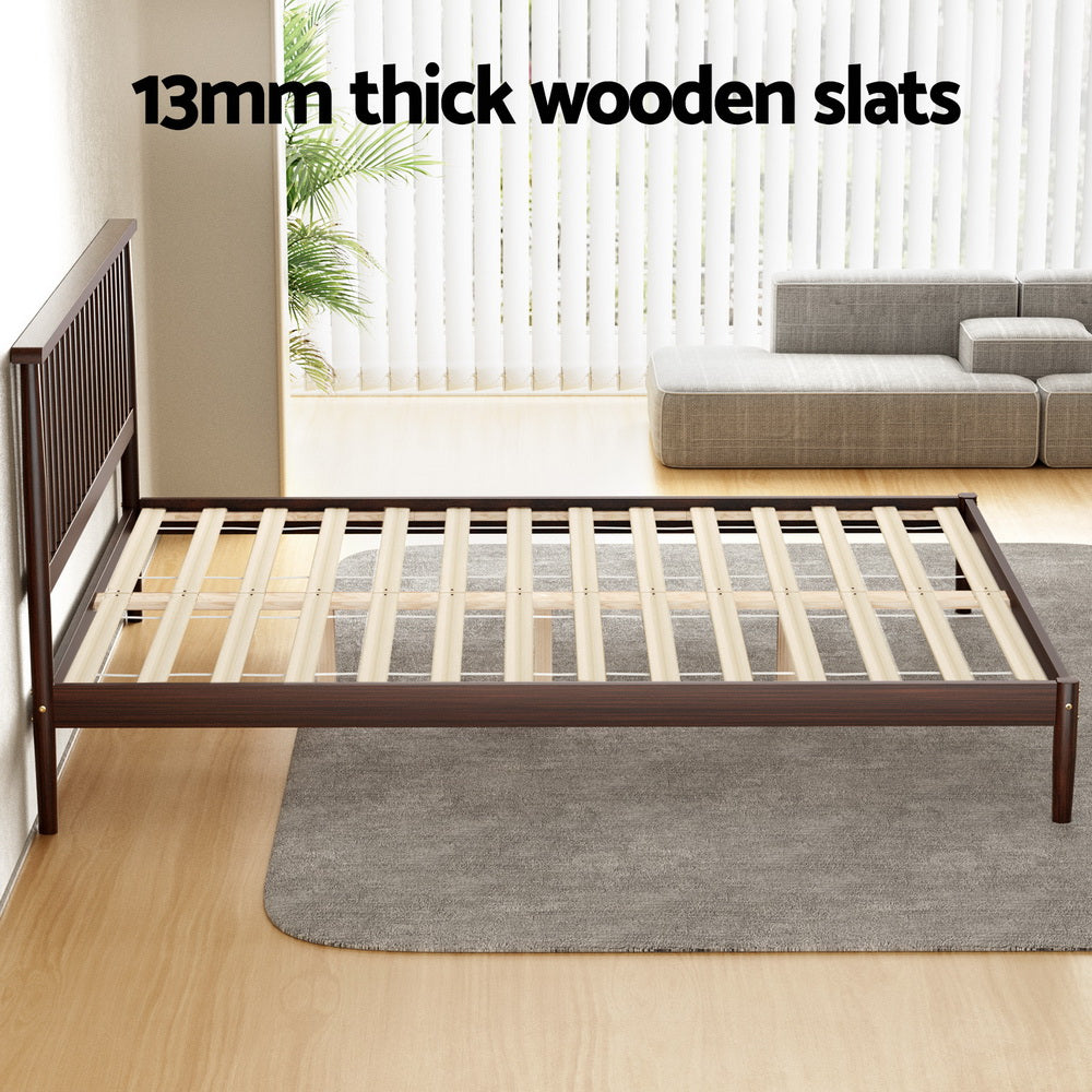 Artiss Bed Frame Wooden Base Mattress Platform Timber Walnut VISE