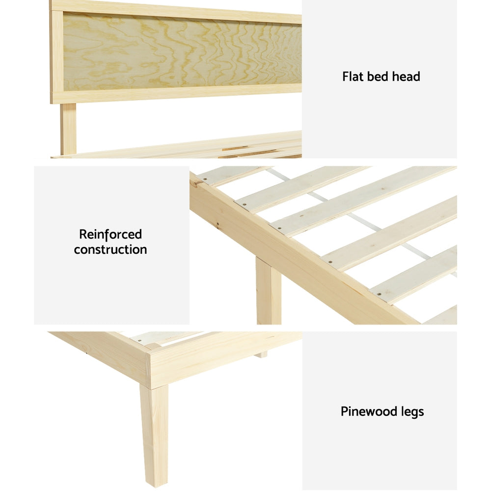 Artiss Bed Frame Wooden Base Mattress Platform Timber Pine YUMI