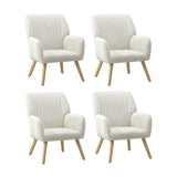 Oikiture 4x Armchair Lounge Sofa Chair Sherpa White