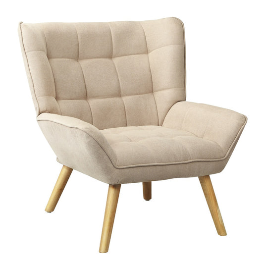Oikiture Armchair Fabric Upholstered Tub Chair Beige