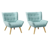 Oikiture 2x Armchair Sofa Lounge Fabric Upholstered Tub Blue