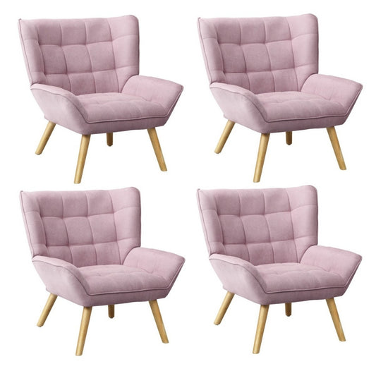 Oikiture 4x Armchair Sofa Lounge Fabric Upholstered Tub Pink