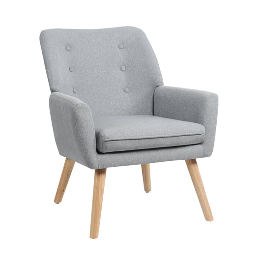Oikiture Armchair Linen Fabric Grey