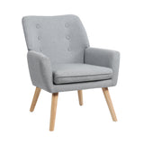 Oikiture Armchair Linen Fabric Grey