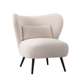 Oikiture Armchair with Lumbar Pillow Wingback Velvet Beige