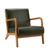 Oikiture Armchair Lounge Chair Couches Sofa Wood PU Green