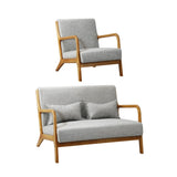 Oikiture 2PCS Armchair Lounge set 1/2 Seater 2 Pillows Fabric Grey