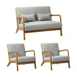 Oikiture 3PCS Armchair Lounge set 1/2 Seater 2 Pillows Fabric Grey