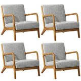 Oikiture 4X Armchair Lounge Chair Couches Sofa Wood Light Grey