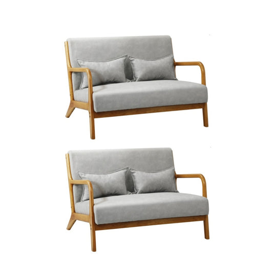 Oikiture 2X Armchair Lounge Chair 2 Seater Fabric Grey Pillows