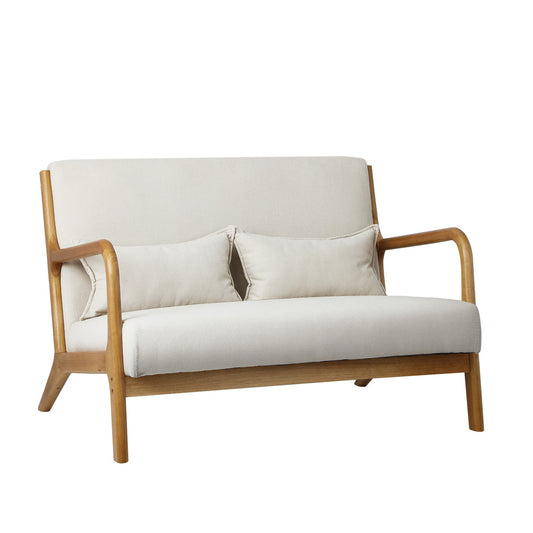 Oikiture Armchair Couch Pillows 2 Seater Fabric Beige