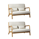 Oikiture 2X Armchair Lounge Chair Wood Light Beige