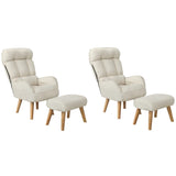 Oikiture 2x 360 Swivel Recliner Armchair Lounge with Stool Beige