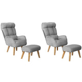 Oikiture 2x 360 Swivel Recliner Armchair Lounge with Stool Grey