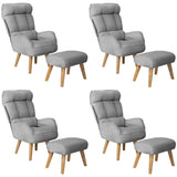Oikiture 4x 360 Swivel Recliner Armchair Lounge with Stool Grey