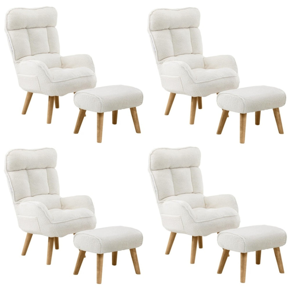 Oikiture 4X 360 Swivel Recliner Armchair Lounge with Stool Sherpa