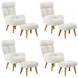 Oikiture 4X 360 Swivel Recliner Armchair Lounge with Stool Sherpa